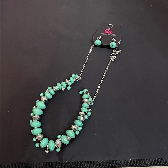 Paparazzi Aqua and Silver Beaded Necklace Set - Picture 4 of 7